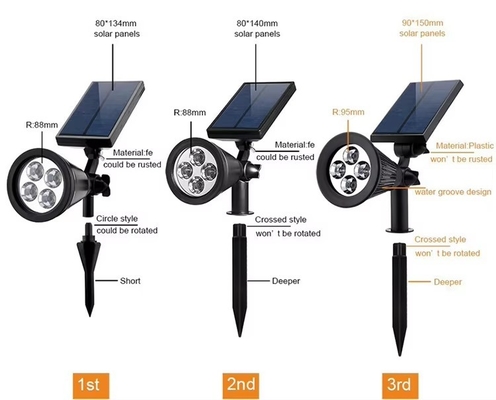 Larga vida útil Luces solares impermeables para jardín Función automática 6-8 horas Tiempo de carga
