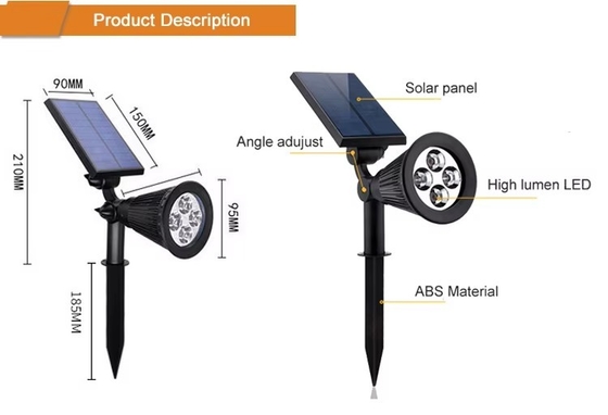Venta caliente Luces solares impermeables para jardín Función automática 6-8 horas Tiempo de carga