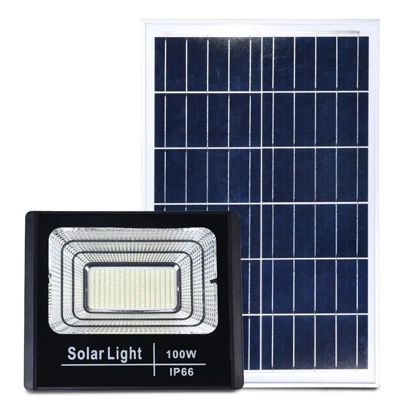 100W luz solar LED de inundación de control remoto exterior de aluminio de seguridad LED luz solar de inundación